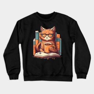 I Just Want To Drink Coffee And Reading Book - Love Pet My Cat Crewneck Sweatshirt